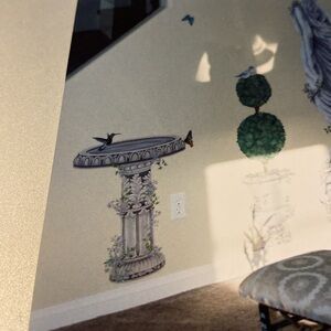 Decorative Tattouage Hand Painted Bird Bath Rub on Murals